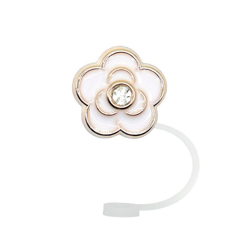 Wholesale 10pcs/packAcrylic Straw Cap Dust Plug Imitation Metal Shell